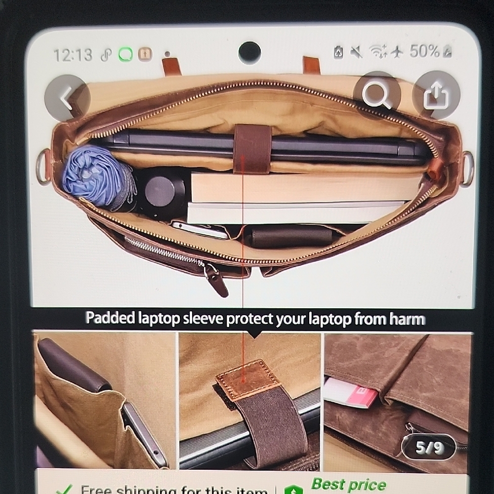 Brown Leather Messenger Bag - Picture 6 of 11
